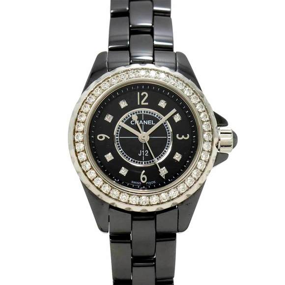 CHANEL J12 29mm H2571 Diamond Bezel Women's Watch, Black Ceramic, 8 Diamonds,... - Picture 1 of 7